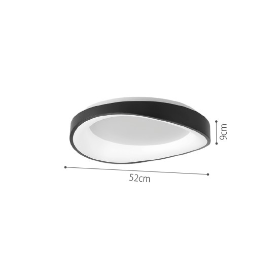 InLight Πλαφονιέρα οροφής LED 36W 3CCT (by tuya) από μαύρο μέταλλο και λευκό ακρυλικό D:52cm (42033-Black)
