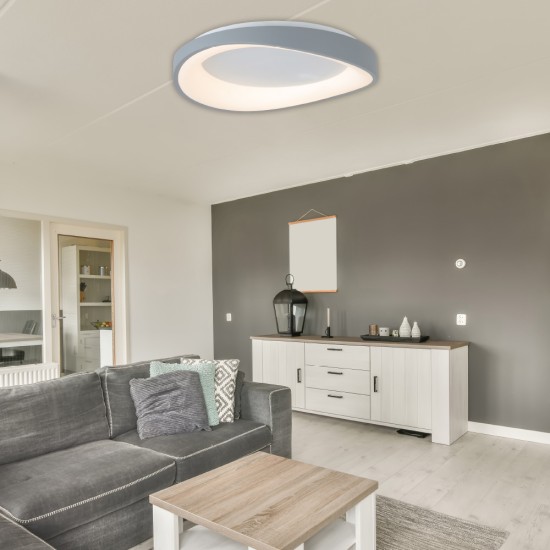 InLight Πλαφονιέρα οροφής LED 36W 3CCT (by tuya) από μαύρο μέταλλο και λευκό ακρυλικό D:52cm (42033-Black)