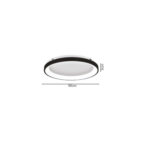 Inlight Πλαφονιέρα οροφής LED 28W 3CCT από μαύρο μέταλλο και ακρυλικό D:60x5cm (42044-B-Black)
