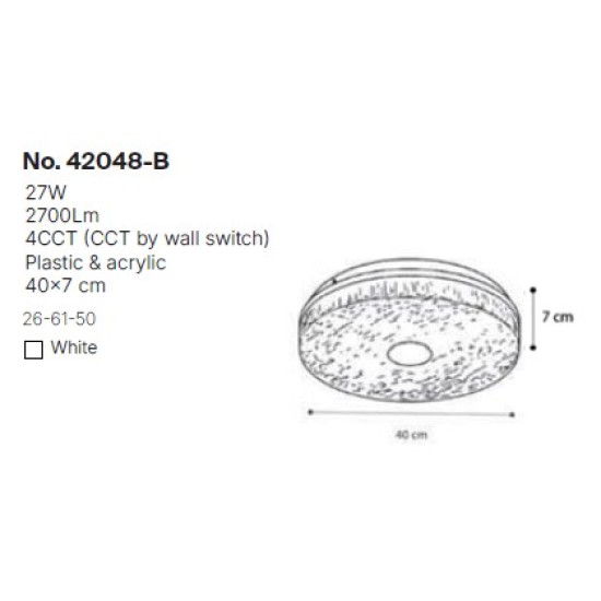 InLight Πλαφονιέρα οροφής LED 27W 4cct από λευκό ακρυλικό D:40cm (42048-B) InLight Πλαφονιέρα οροφής LED 27W 4cct από λευκό ακρυλικό D:40cm (42048-B)