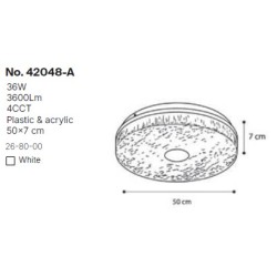 InLight Πλαφονιέρα οροφής LED 36W 4cct από λευκό ακρυλικό D:50cm (42048-Α)