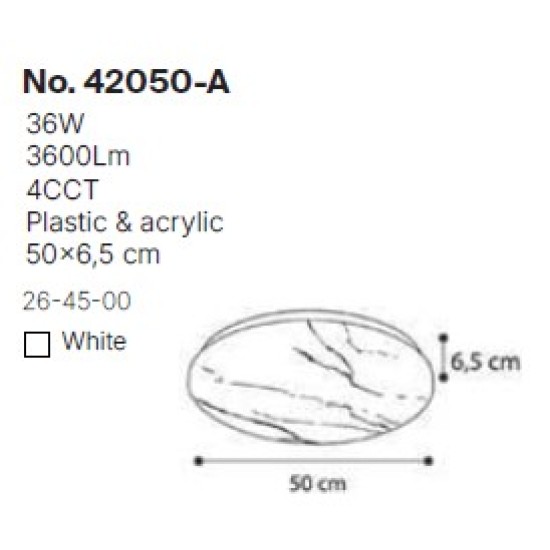 InLight Πλαφονιέρα οροφής LED 36W 4cct από λευκό ακρυλικό D:50cm (42050-Α-Λευκό) InLight Πλαφονιέρα οροφής LED 36W 4cct από λευκό ακρυλικό D:50cm (42050-Α-Λευκό)
