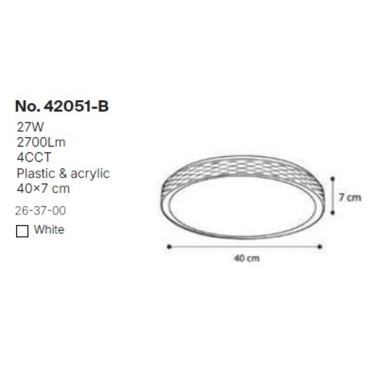 InLight Πλαφονιέρα οροφής LED 27W 4cct από λευκό ακρυλικό D:50cm (42051-B) InLight Πλαφονιέρα οροφής LED 27W 4cct από λευκό ακρυλικό D:50cm (42051-B)