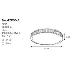 InLight Πλαφονιέρα οροφής LED 36W 4cct από λευκό ακρυλικό D:50cm (42051-Α)