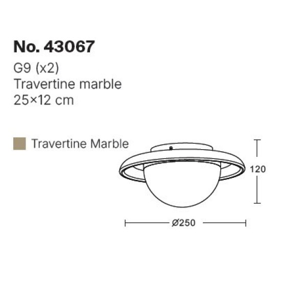 InLight Πλαφονιέρα οροφής γκρι από travertine marble 2XG9 D:25cm (43067)
