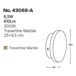InLight Επιτοίχιο φωτιστικό γκρι από travertine marble LED 6.5W D:25cm (43068-A)