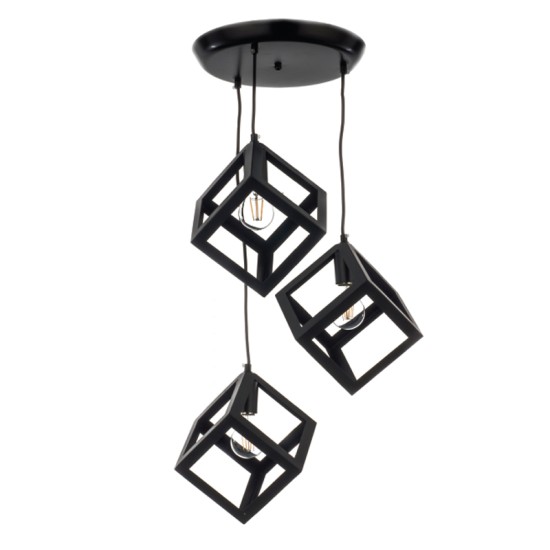 InLight Κρεμαστό φωτιστικό από μαύρο μέταλλο 3XE27 D:30cm (4400-3-BL-ΡΟΖΕΤΑ) InLight Κρεμαστό φωτιστικό από μαύρο μέταλλο 3XE27 D:30cm (4400-3-BL-ΡΟΖΕΤΑ)