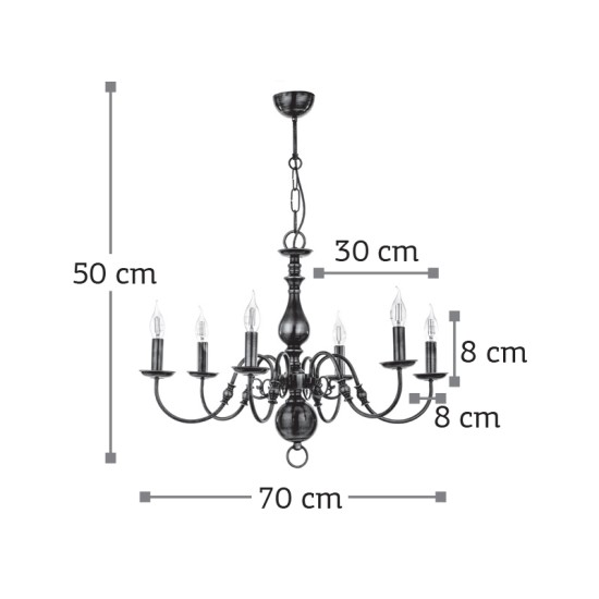 InLight Κρεμαστό φωτιστικό από οξυντέ μέταλλο 6XE14 D:70cm (5309-6) InLight Κρεμαστό φωτιστικό από οξυντέ μέταλλο 6XE14 D:70cm (5309-6)