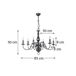 InLight Κρεμαστό φωτιστικό από οξυντέ μέταλλο 8XE14 D:83cm (5309-8) InLight Κρεμαστό φωτιστικό από οξυντέ μέταλλο 8XE14 D:83cm (5309-8)