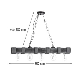 InLight Κρεμαστό φωτιστικό από ξύλο και σχοινί 5XE27 D:90cm (5318-5) InLight Κρεμαστό φωτιστικό από ξύλο και σχοινί 5XE27 D:90cm (5318-5)