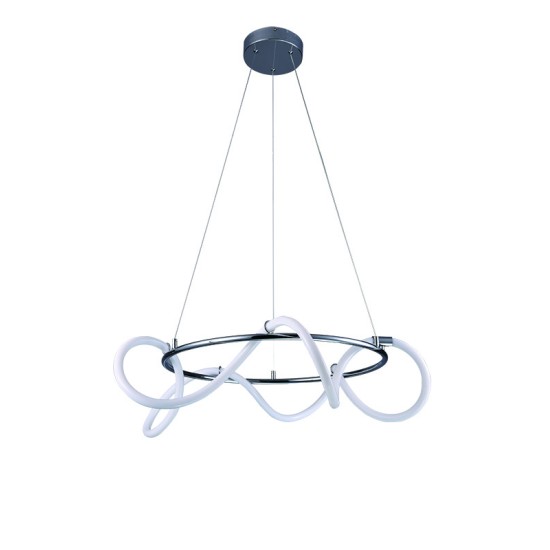 InLight Κρεμαστό φωτιστικό LED 80W 3000K από χρώμιο μέταλλο και σωλήνα σιλικόνης D:80cm (6017-A-CH) InLight Κρεμαστό φωτιστικό LED 80W 3000K από χρώμιο μέταλλο και σωλήνα σιλικόνης D:80cm (6017-A-CH)