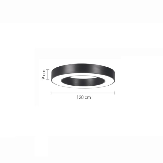 InLight Κρεμαστό φωτιστικό LED 70W 3000K σε μαύρη απόχρωση D:120cm (6041-120-BL)