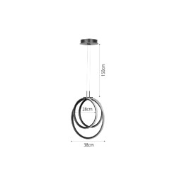 InLight Κρεμαστό φωτιστικό LED 40W 3CCT (by switch on base) σε μαύρο χρώμα D:38cm (6080-BL) InLight Κρεμαστό φωτιστικό LED 40W 3CCT (by switch on base) σε μαύρο χρώμα D:38cm (6080-BL)
