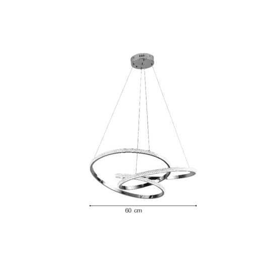 Inlight Κρεμαστό φωτιστικό LED 58W 3CCT (by switch on base) σε χρώμιο D:60cm (6092-A-Chrome) Inlight Κρεμαστό φωτιστικό LED 58W 3CCT (by switch on base) σε χρώμιο D:60cm (6092-A-Chrome)
