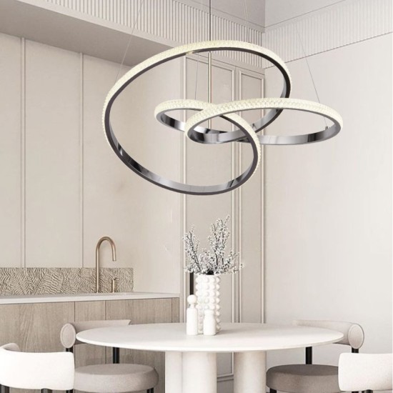 Inlight Κρεμαστό φωτιστικό LED 40W 3CCT (by switch on base) σε χρώμιο D:45cm (6092-B-Chrome) Inlight Κρεμαστό φωτιστικό LED 40W 3CCT (by switch on base) σε χρώμιο D:45cm (6092-B-Chrome)