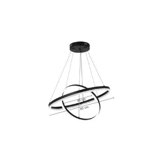 Inlight Κρεμαστό φωτιστικό LED 58W 3CCT (by switch on base) D:60cm (6095-B-Black)