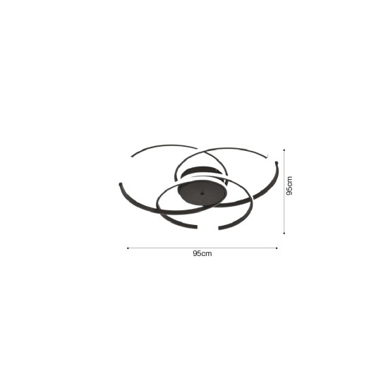 Inlight Πλαφονιέρα οροφής LED 100W 3CCT σε μαύρη απόχρωση D:95cm (6111-A)
