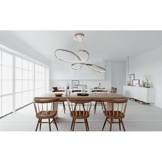InLight Κρεμαστό φωτιστικό LED 56W 3CCT (by switch) από αλουμίνιο σε χρυσή ματ απόχρωση D:100cm (6151-GL)