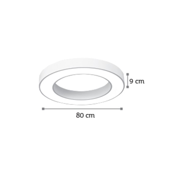 InLight Κρεμαστό φωτιστικό LED 50W 4000K σε λευκή απόχρωση D:80cm (6171-80-WH)