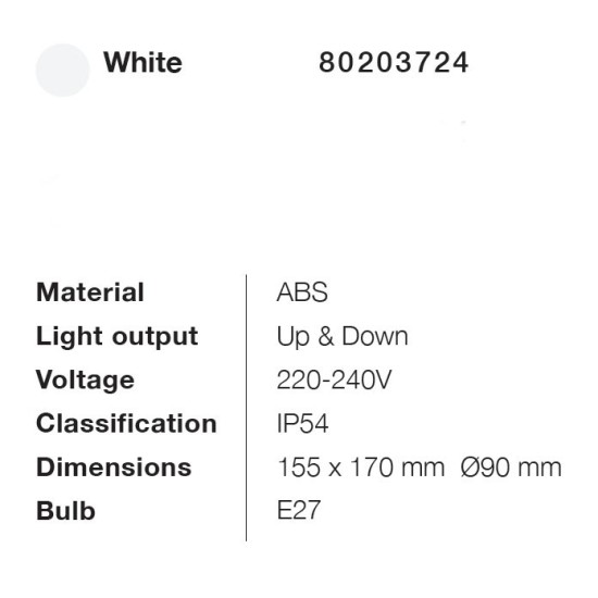 it-Lighting Candler E27 Up or Down Outdoor Light in White Color (80203724)