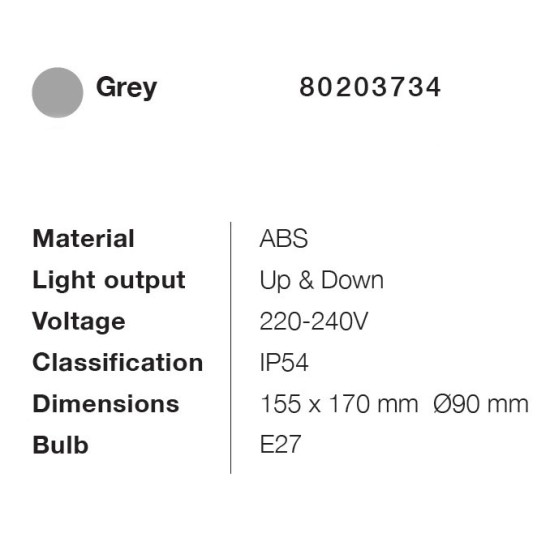 it-Lighting Candler E27 Up or Down Outdoor Light in Gray Color (80203734) it-Lighting Candler E27 Up or Down Outdoor Light in Gray Color (80203734)