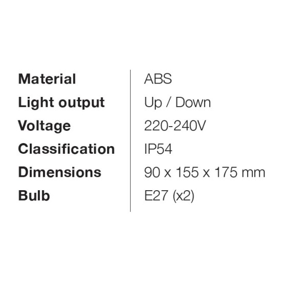 it-Lighting Elarbee E27 Outdoor Wall Lamp with Up or Down light Grey (80203834) it-Lighting Elarbee E27 Outdoor Wall Lamp with Up or Down light Grey (80203834)