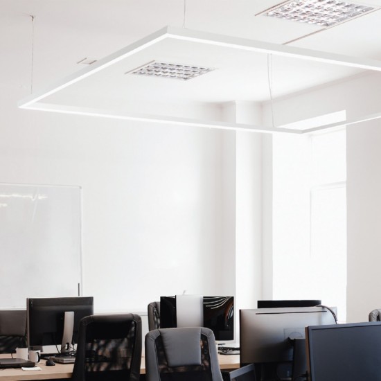 InLight Κρεμαστό φωτιστικό LED 30W 3CCT (By Switch) από αλουμίνιο σε λευκή απόχρωση D:90cm (6072-90-WH)