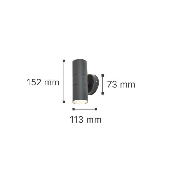 it-Lighting Ouachita 2xGU10 Outdoor Up-Down Wall Lamp Grey D15.2cmx11.3cm (80200634) it-Lighting Ouachita 2xGU10 Outdoor Up-Down Wall Lamp Grey D15.2cmx11.3cm (80200634)