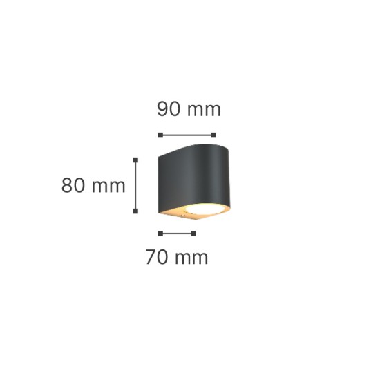it-Lighting Powell 1xGU10 Outdoor Up or Down Wall Lamp Grey D:9cmx8cm (80200234)