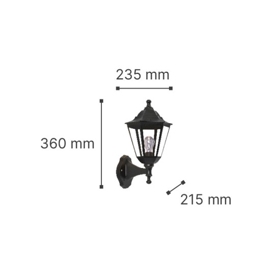 it-Lighting Redfish 1xE27 Outdoor Wall Lamp Black D:36cmx23.5cm (80202614)