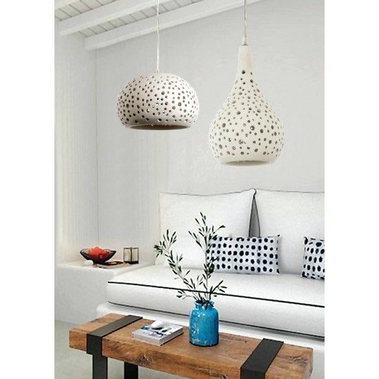 InLight Κρεμαστό φωτιστικό λευκό από γύψο 1XE27 D:16cm (4471) InLight Κρεμαστό φωτιστικό λευκό από γύψο 1XE27 D:16cm (4471)