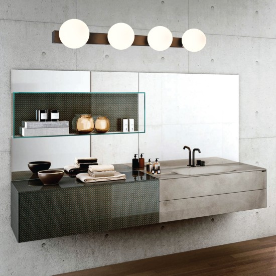 InLight Επιτοίχιο φωτιστικό από χρώμιο μέταλλο και λευκή οπαλίνα 4XG9 D:61cm (43420-4)
