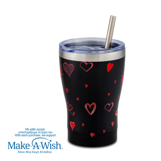 Θερμός ποτήρι με ανοξείδωτο καλαμάκι "We Care", Love 400ml