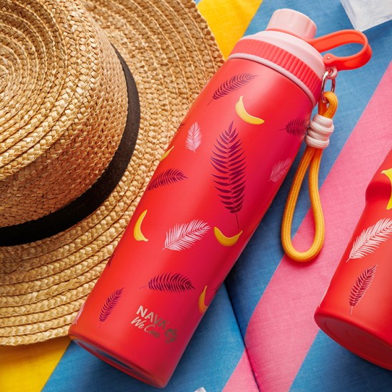 Θερμός μπουκάλι ανοξείδωτο με στόμιο "We Care", Palm Banana 650ml Θερμός μπουκάλι ανοξείδωτο με στόμιο "We Care", Palm Banana 650ml