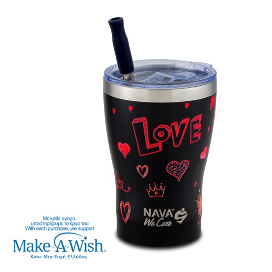 Θερμός ποτήρι με ανοξείδωτο καλαμάκι "We Care", Love 400ml