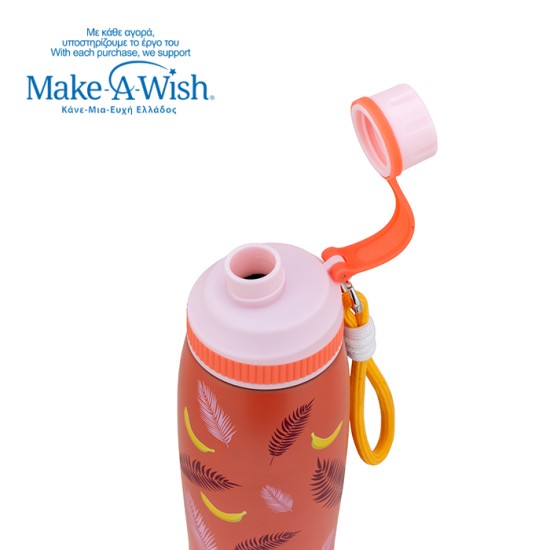 Θερμός μπουκάλι ανοξείδωτο με στόμιο "We Care", Palm Banana 650ml Θερμός μπουκάλι ανοξείδωτο με στόμιο "We Care", Palm Banana 650ml