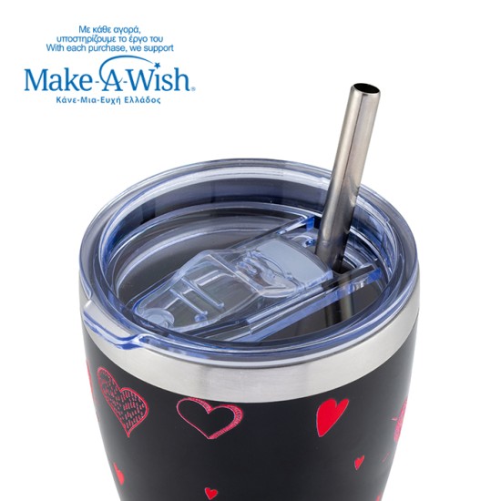 Θερμός ποτήρι με ανοξείδωτο καλαμάκι "We Care", Love 400ml Θερμός ποτήρι με ανοξείδωτο καλαμάκι "We Care", Love 400ml