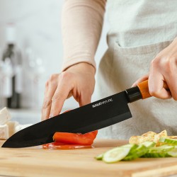 Ατσάλινο μαχαίρι του Chef "Nature" με ξύλινη λαβή και αντικολλητική επίστρωση 31cm Ατσάλινο μαχαίρι του Chef "Nature" με ξύλινη λαβή και αντικολλητική επίστρωση 31cm