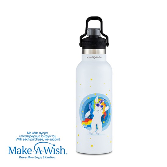 Θερμός μπουκάλι ανοξείδωτο "We Care", White Unicorn 500ml
