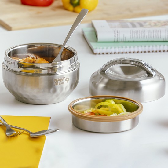 Δοχείο φαγητού ανοξείδωτο SS304 στρογγυλό "We Care" 1000ml