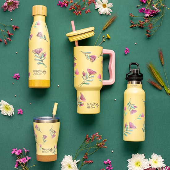 Θερμός μπουκάλι ανοξείδωτο "We Care", Cream Floral 500ml Θερμός μπουκάλι ανοξείδωτο "We Care", Cream Floral 500ml