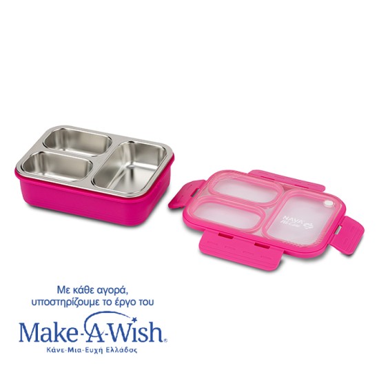 Δοχείο φαγητού Bento ανοξείδωτο ορθογώνιο "We Care", magenta 800ml