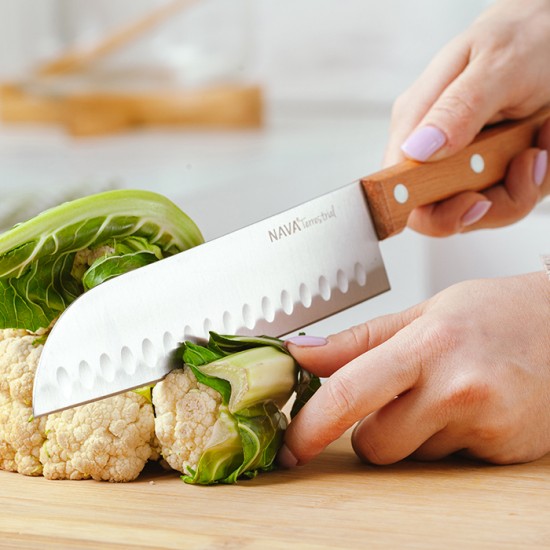 Aνοξείδωτο ατσάλινο μαχαίρι Santoku "Terrestrial" με ξύλινη λαβή 29.5cm Aνοξείδωτο ατσάλινο μαχαίρι Santoku "Terrestrial" με ξύλινη λαβή 29.5cm