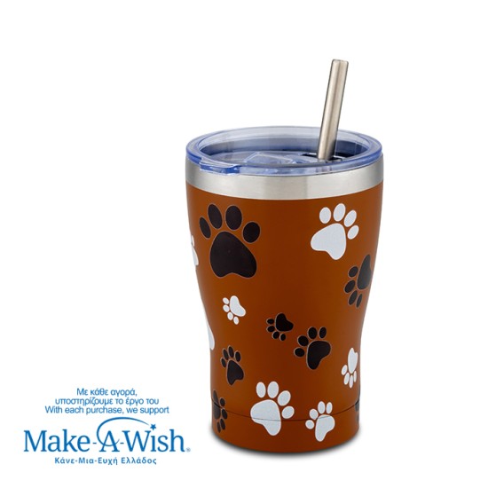 Θερμός ποτήρι με ανοξείδωτο καλαμάκι "We Care", Paw Prints 400ml Θερμός ποτήρι με ανοξείδωτο καλαμάκι "We Care", Paw Prints 400ml