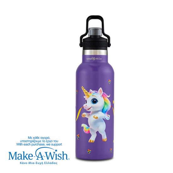Θερμός μπουκάλι ανοξείδωτο "We Care", Purple Unicorn 500ml