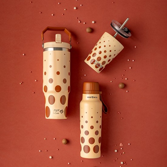 Θερμός μπουκάλι ανοξείδωτο με στόμιο "We Care", Brown Dots 500ml Θερμός μπουκάλι ανοξείδωτο με στόμιο "We Care", Brown Dots 500ml
