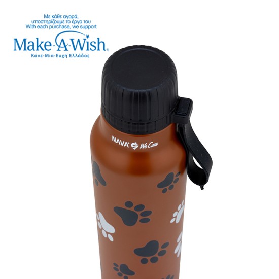 Θερμός μπουκάλι ανοξείδωτο με στόμιο "We Care", Paw Prints 500ml