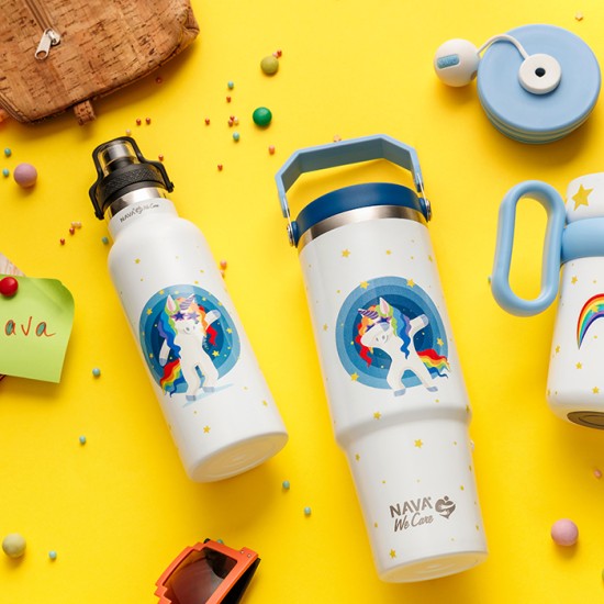 Θερμός μπουκάλι ανοξείδωτο "We Care", White Unicorn 500ml