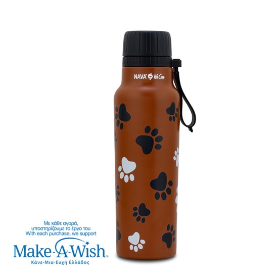 Θερμός μπουκάλι ανοξείδωτο με στόμιο "We Care", Paw Prints 500ml