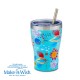 Θερμός ποτήρι με ανοξείδωτο καλαμάκι "We Care", Cyan Floral 400ml Θερμός ποτήρι με ανοξείδωτο καλαμάκι "We Care", Cyan Floral 400ml